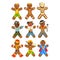 Gingerbread men wearing different costumes set, funny Christmas characters ector Illustration on a white background