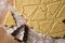 gingerbread pastry with christmas tree shape on a wooden table close up.holiday background, christmas biscuits with love