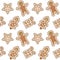 Gingerbread pattern man snowflake christmas tree gift seamless v