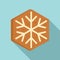 Gingerbread snowflake icon, flat style
