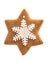 Gingerbread star shaped cookie with icing snowflake