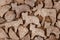 Gingerbread texture - closeup of animal-shaped gingerbread