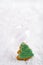 Gingerbread tree on a festive Christmas snow background, nice po