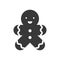 Gingerbreadman icon, christmas food set. solid style