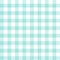 Gingham pattern seamless in turquoise blue green and white. Pastel light vector graphic for spring summer tablecloth, picnic.