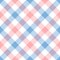 Gingham pattern vector in pastel blue, coral pink, and white.