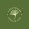 Ginkgo Biloba Leaf green badge and icon in trendy linear style - Vector round Logo of gingko 100 percent natural