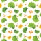 Ginkgo biloba leaves with nuts on white background. Seamless pattern for design