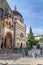 Giovanni da Campione`s porch of Santa Maria Maggiore and facade of Cappella Colleoni in Bergamo. Italy