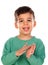 Gipsy child with green t-shirt clapping