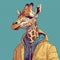 Giraffe In Azuki Nft Style Wearing Street Wear