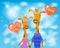 Giraffe with balloons. valentines day baby picture