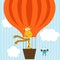 Giraffe and bird on hot air balloon