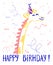 Giraffe birthday card cool design. Greeting post card template. Safari animal date of birth. Happy birthday