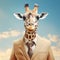 Giraffe Businessman: Photorealistic Portrait With Dreamlike Illustration