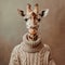 a Giraffe in Cable Knit Sweater