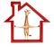 Giraffe cartoon character with home sign