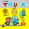 Giraffe driving a truck funny animal cartoon,vector illustration