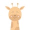 Giraffe face head icon. Kawaii animal. Cute cartoon character. Funny baby with eyes, nose, ears, neck. Kids print. Love Greeting