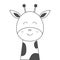 Giraffe face head line sketch icon. Kawaii animal. Cute cartoon character. Funny baby with eyes, nose, ears. Kids print. Love