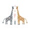 Giraffe flowers skin print, jungle vector baby funny illustration in scandinavian style for kids, safari Africa wild animals, cute