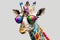 Giraffe Full Shot Punk Colorful Chromies. Generative AI