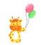 Giraffe holding balloon, Cartoon watercolor on white background , Hand drawn character for Kids, Greeting Card , Cases design,