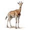 Giraffe Isolated on White Background - 3D Illustration - Side view