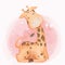 Giraffe Kid Cartoon Smile Watercolor