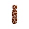 Giraffe letter I - Small 3d fur font - Safari, Wildlife or Africa concept