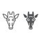 Giraffe line and glyph icon, animal and zoo