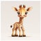 Giraffe Love, The Cutest Baby Giraffe in Cartoon Style - Generative AI