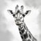 Giraffe In Minimalist Black And White Style