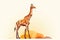 Giraffe, Minimalist Style, White Background Cartoonish, Flat Illustration. Geometric, Origami Style. Generative AI