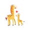 Giraffe Mom With Lipstick Animal Parent And Its Baby Calf Parenthood Themed Colorful Illustration With Cartoon Fauna