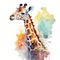Giraffe in the night starry forest. Illustration. AI Generated