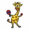 Giraffe playing ping pong