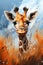 Giraffe portrait in watercolor style. Created with Generative AI