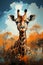 Giraffe portrait in watercolor style. Created with Generative AI