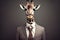 giraffe posing in business suit Generative AI