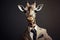 giraffe posing in business suit Generative AI