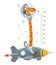 Giraffe on rocket. Meter wall or height chart