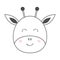 Giraffe round face head line sketch icon. Kawaii animal. Cute cartoon character. Funny baby with eyes, nose, ears. Kids print.