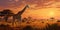 Giraffe in the savana nature during sunset, wildlife concept