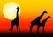 Giraffe silhouette in sunset