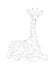 Giraffe sits, lines, vector