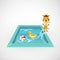 Giraffe and a swimming pool