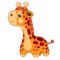 Giraffe toy stands and waits for someone playing with him, isolated object on a white background,