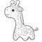 Giraffe toy stands and waits for someone playing with him, isolated object on a white background,