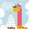 Giraffe Winter Merry Xmas New Year Greeting Card
